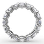 Circular profile view of the Fana W6139 white gold eternity band, highlighting the uniform diamond layout and scalloped shared-prong open gallery
