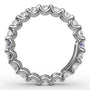 Circular interior profile view of the Fana W6141 white gold eternity band, highlighting the uniform oval stone spacing and scalloped shared-prong gallery