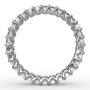 Circular interior profile view of the Fana W6143 white gold eternity band, highlighting the uniform step-cut stone alignment and open-scalloped prong basket gallery
