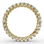 Circular interior profile view of the Fana W6143 yellow gold eternity band, highlighting the uniform emerald cut diamond alignment and open scalloped prong galleries
