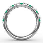 Circular interior view of the Fana W6203E emerald and diamond wedding ring highlighting the uniform stone spacing and signature interior gemstone accents