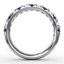 Circular interior profile view of the Fana W6203S blue sapphire and diamond wedding ring, showing the precise stone alignment and high-polish band