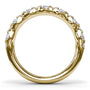 Circular profile view of the Fana W6655 14kt yellow gold cluster ring highlighting the contour of the scalloped diamond setting