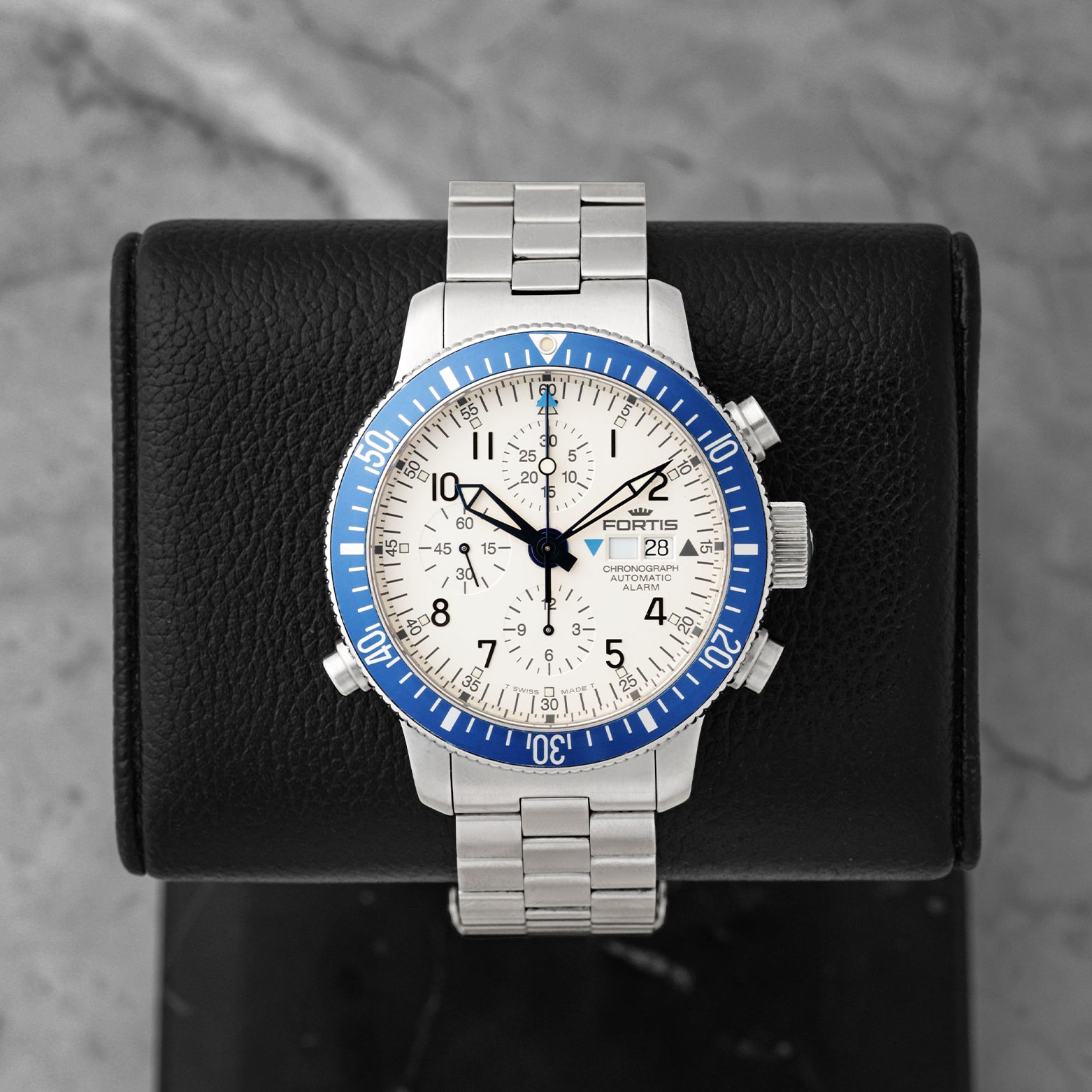 Preowned Fortis B-42 Diver Chronograph Alarm 641.10.170 white dial watch at Noah's Fine Watches & Jewelry in Dallas, TX