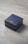 Official navy blue Grand Seiko presentation watch box included with pre-owned Sport GMT SBGN027G at Noah's Fine Watches & Jewelry in Dallas
