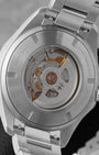 The open sapphire crystal exhibition caseback of a Hamilton watch displaying the H-30 automatic movement