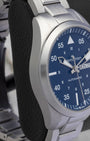 Side profile view of the steel watch case with polished bezel accents on a 42mm Hamilton pilot watch