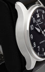 Fine-brushed and polished 46.2mm stainless steel case side profile of pre-owned IWC Big Pilot reference IW501001