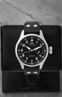 Pre-owned 2022 IWC Big Pilot's Watch 46mm reference IW501001 with black dial and 7-day power reserve indicator at Noah's Fine Watches & Jewelry in Dallas, Texas