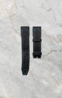 The secondary official black embossed calfskin leather strap featuring the integrated IWC EasX-CHANGE quick release system