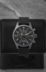 Front view of a pre-owned 2022 IWC Pilot's Watch Chronograph 41 TOP GUN Ceratanium ref IW388106 with a matte black dial and case, available at Noahs Fine Watches and Jewelry Dallas