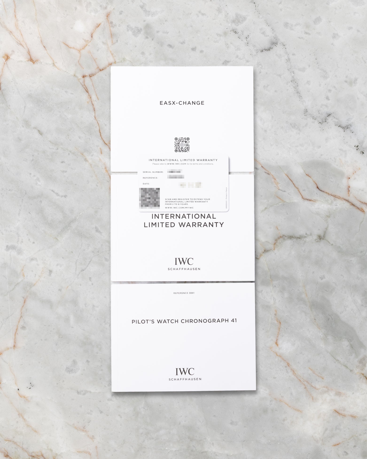 Official IWC warranty card and documentation for reference IW388108