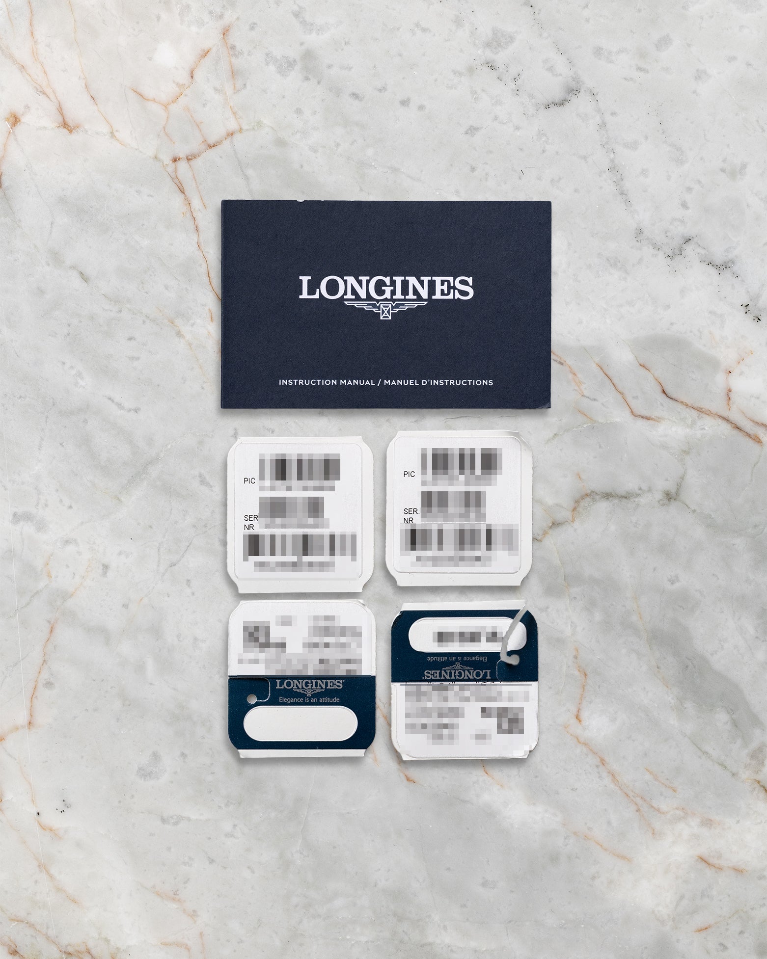 Original Longines international warranty card and documentation cards included with pre-owned HydroConquest L3.781.4.56.9