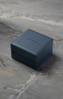 Classic blue Longines luxury watch presentation box on display