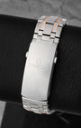 Titanium and tantalum bracelet with 18k Sedna gold link accents and folding diver clasp for Omega reference 210.60.42.20.99.001