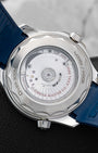 Sapphire crystal exhibition caseback displaying the Omega Co-Axial Master Chronometer Calibre 8800 automatic movement.