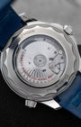 Sapphire crystal exhibition caseback displaying the Omega Co-Axial Master Chronometer Calibre 8800 automatic movement.
