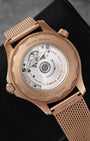 Transparent sapphire caseback displaying the Calibre 8806 movement on an Omega Seamaster Diver 300M