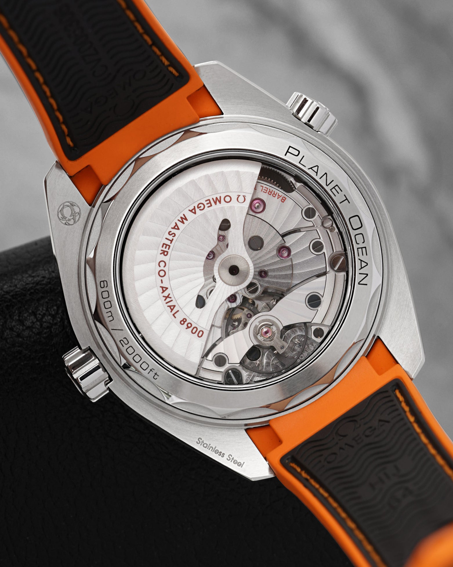 Sapphire glass caseback displaying the Omega Co-Axial Master Chronometer Calibre 8900 movement