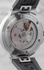 The clear sapphire crystal exhibition caseback revealing the twin-barrel antimagnetic Oris Calibre 400 automatic movement