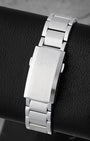 Multi-piece stainless steel bracelet with security folding clasp and extension for Oris Aquis Date