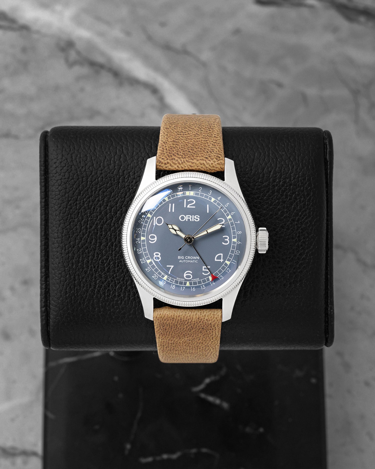 Pre-owned Oris Big Crown Pointer Date 01 754 7785 4065 blue dial watch at Noah's Fine Watches & Jewelry in Dallas, TX