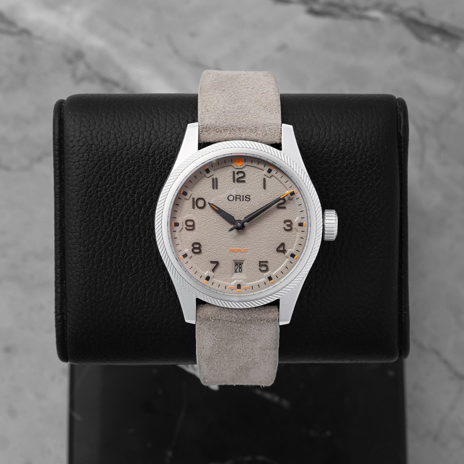 Oris Big Crown ProPilot Date Okavango Air Rescue Limited Edition 41mm watch, model 01 733 7805 4163, on a green fabric strap at Noah's Fine Watches & Jewelry in Dallas