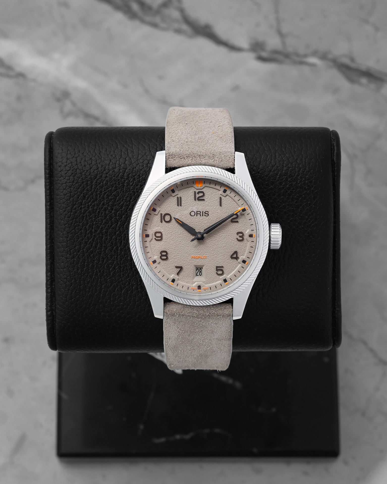 Oris Big Crown ProPilot Date Okavango Air Rescue Limited Edition 41mm watch, model 01 733 7805 4163, on a green fabric strap at Noah's Fine Watches & Jewelry in Dallas