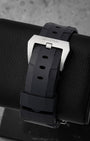 Black accordion Caoutchouc rubber strap with trapezoidal titanium pin buckle for Panerai Submersible PAM00799