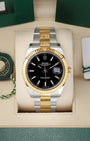 Pre owned 2024 Rolex Datejust 41 two-tone yellow gold and steel 126333 black dial at Noah's Fine Watches & Jewelry Dallas