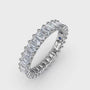 360-degree product video of the Fana W6143 14k white gold 2.39ct emerald cut diamond eternity band, showcasing its full-circle flash and architectural low profile at Noah's Fine Watches & Jewelry
