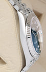 Left side case profile showcasing the elegant curves and high-polish finish of the 41mm Rolex Datejust 126334