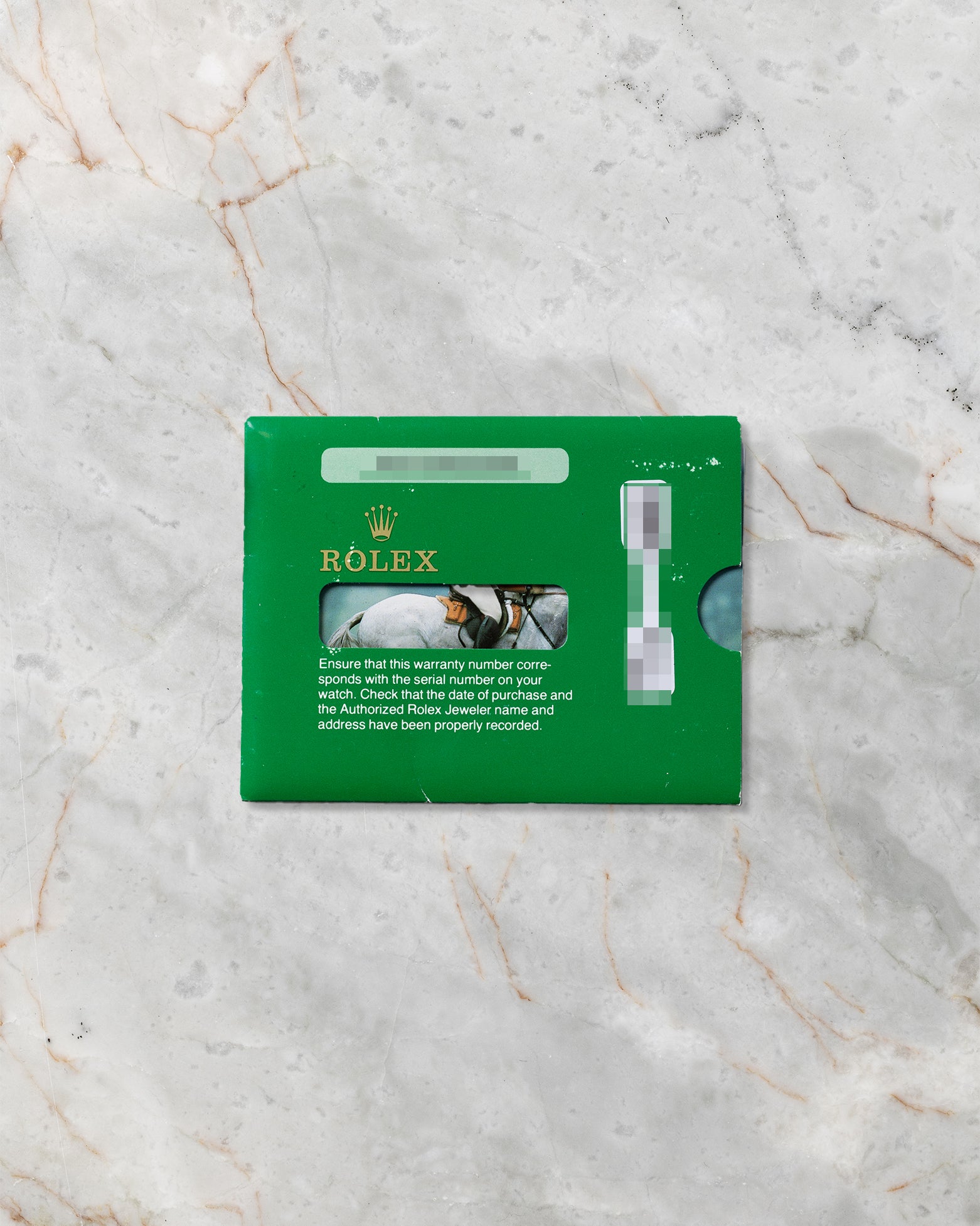 Original Rolex vintage green cardholder accessory booklet included with the 1986 Datejust 16013.