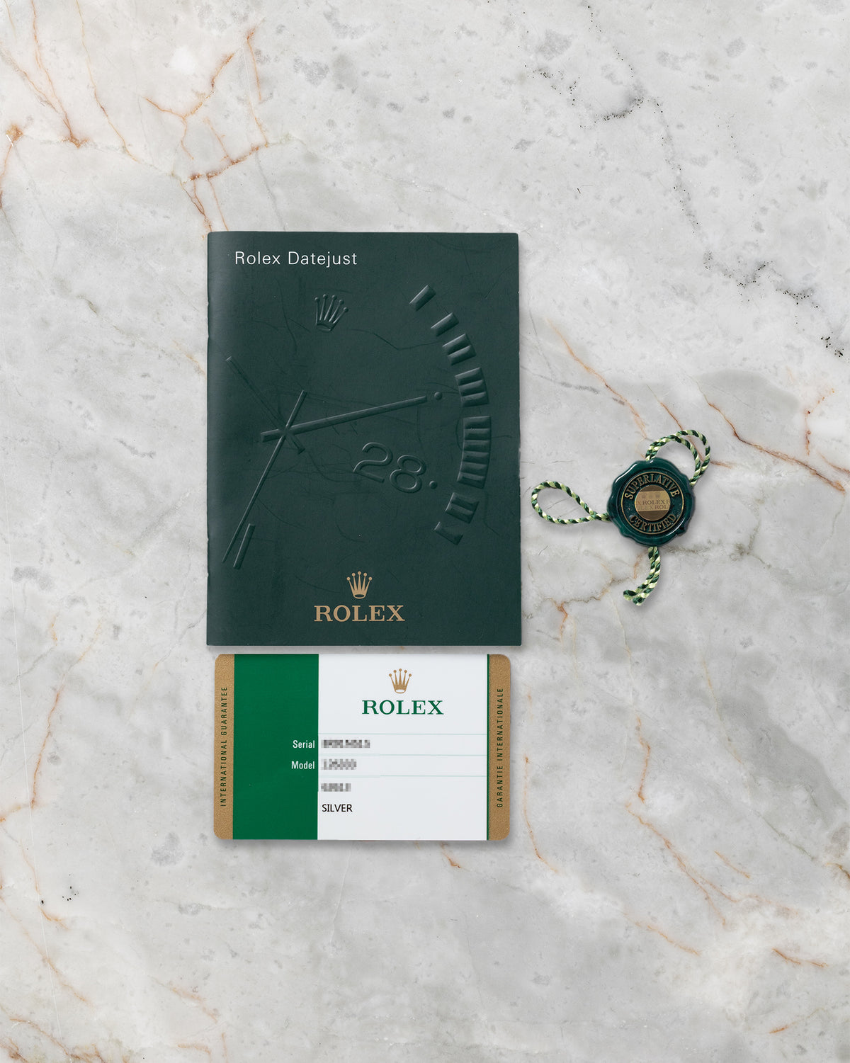 Rolex Datejust 41 126333 complete set including 2018 international guarantee card, instruction manual, and green tag