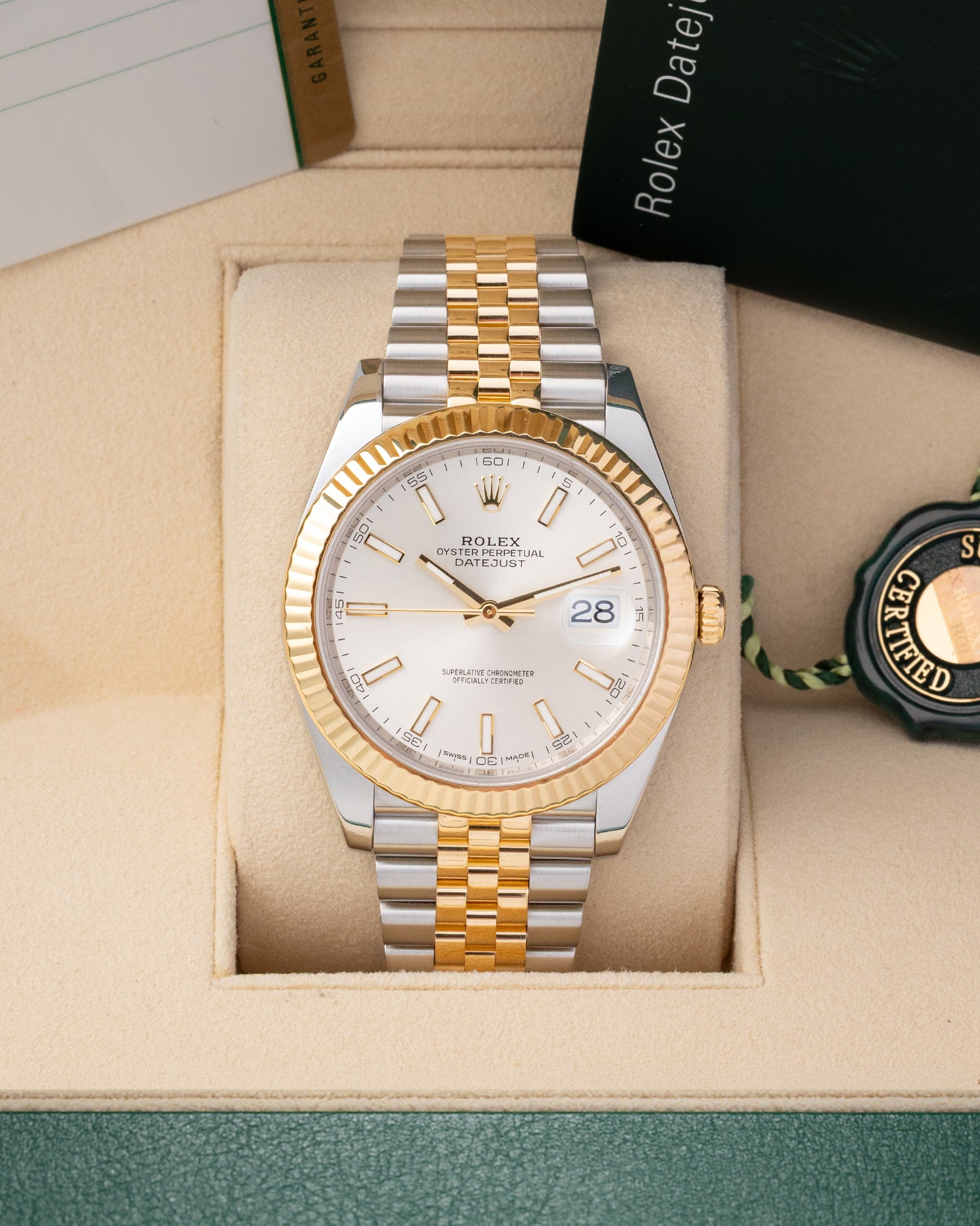 Pre owned 2018 Rolex Datejust 41 126333 two-tone yellow gold and steel with silver dial and Jubilee bracelet at Noah's Fine Watches Dallas