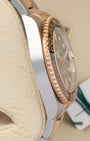 Polished Oystersteel case side view of pre-owned 2023 Rolex GMT-Master II reference 126711CHNR.