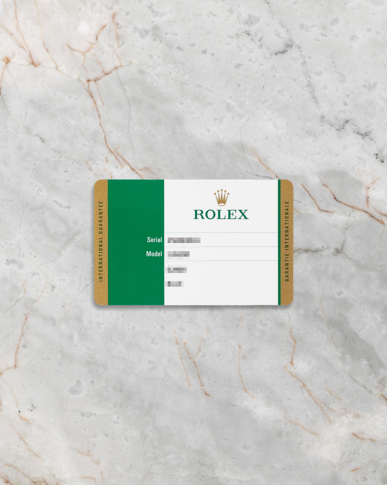 Original 2019 Rolex international warranty card for Oyster Perpetual 36 reference 116000 white grape dial.