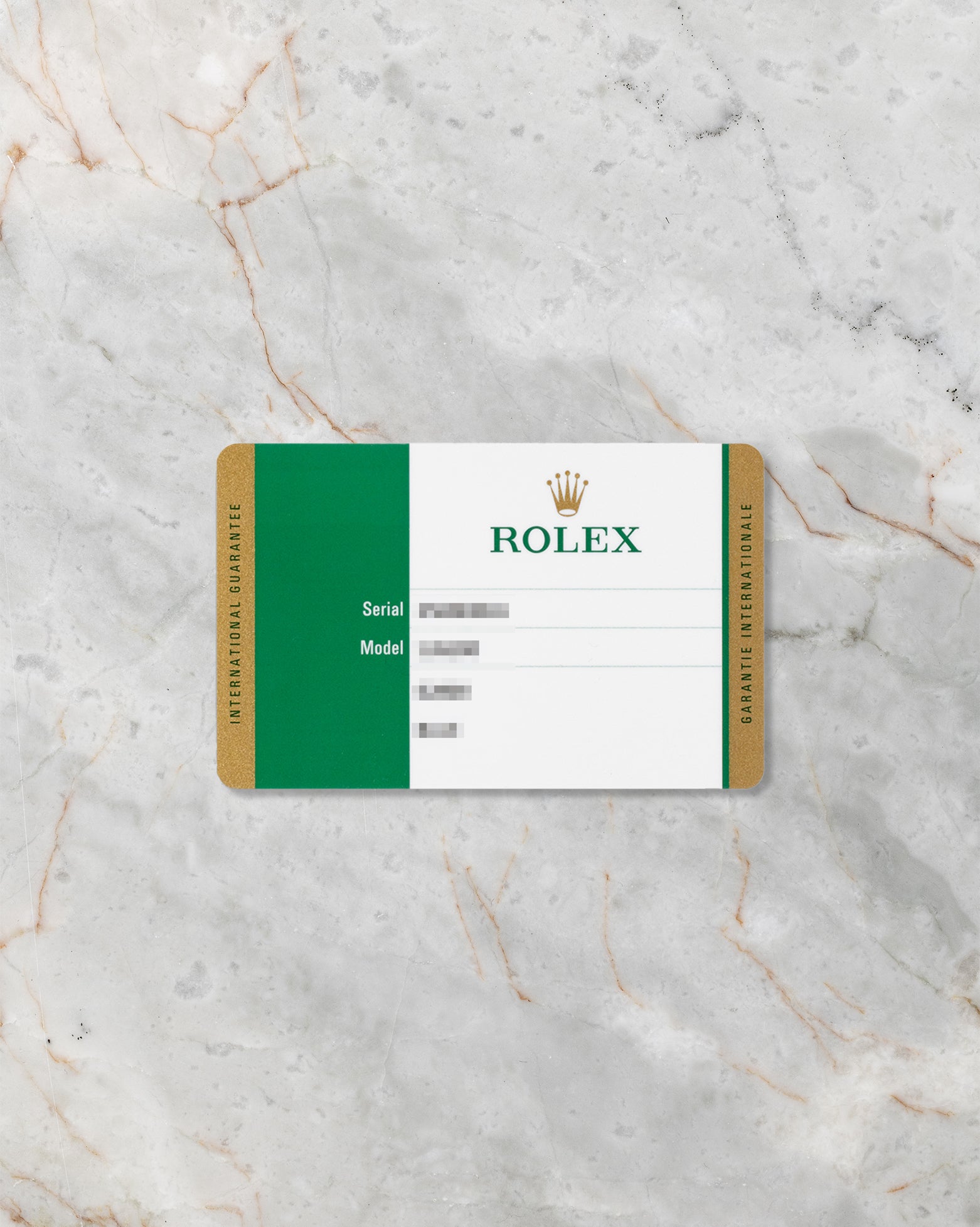Original Rolex green international warranty card for reference 126600 Sea-Dweller dated 2019.