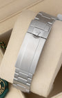 Back view showing the stainless steel Oysterlock safety clasp with Glidelock extension system on a 2026 Rolex Submariner 126610LN