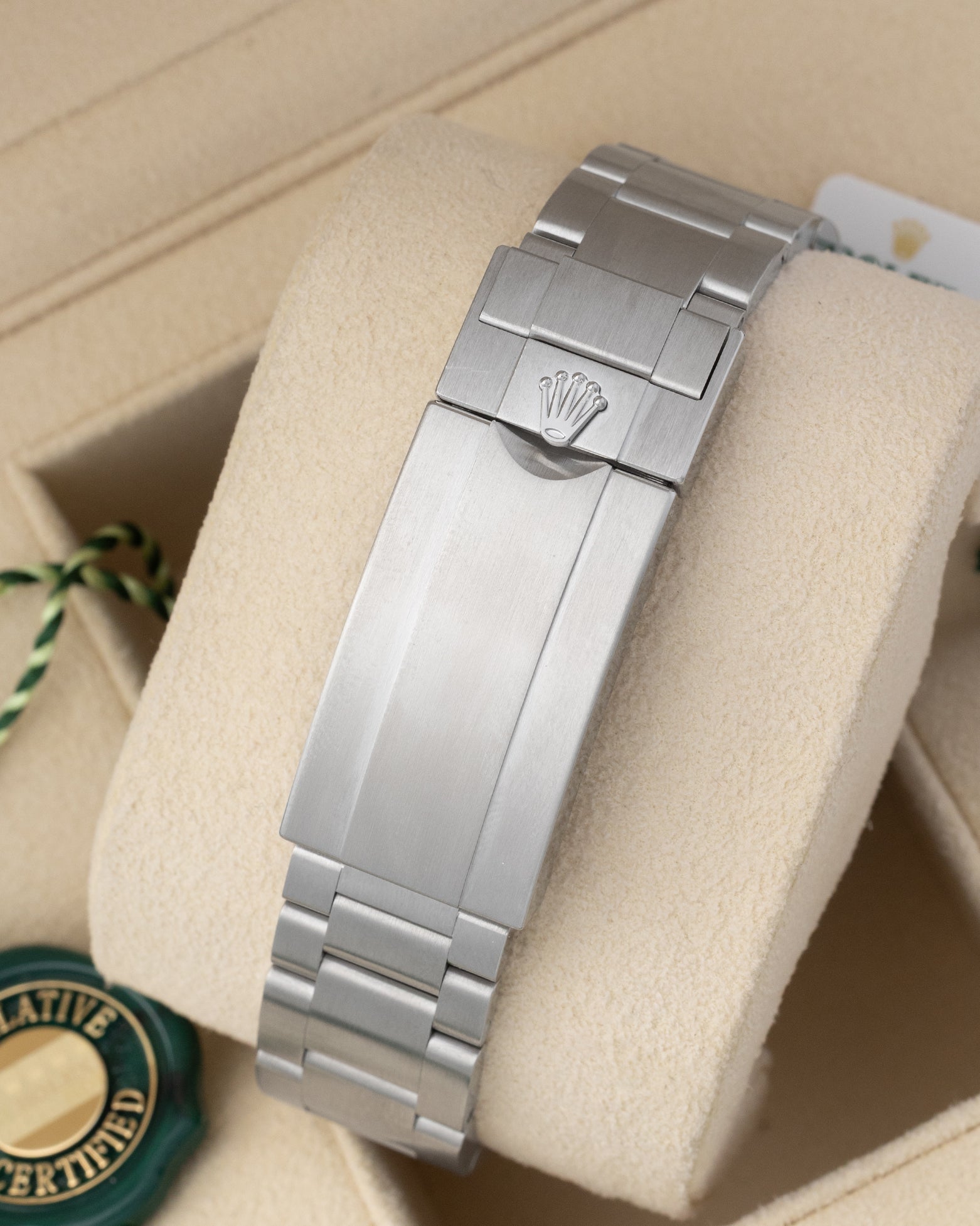 Back view showing the stainless steel Oysterlock safety clasp with Glidelock extension system on a 2026 Rolex Submariner 126610LN