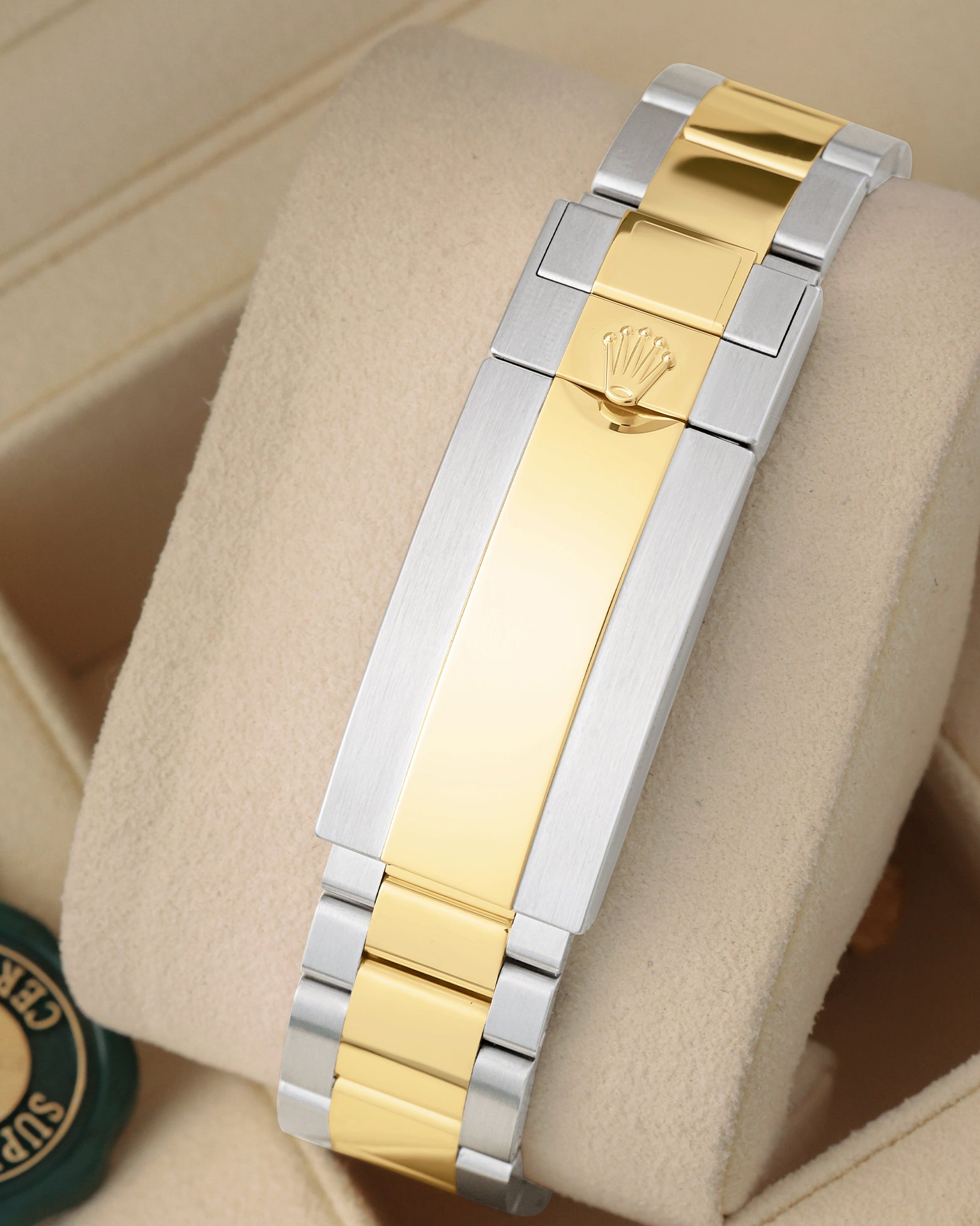 Two tone 18k yellow gold and Oystersteel bracelet with Oysterlock safety clasp and Glidelock extension for Rolex Submariner 126613LB