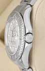 stainless steel case profile view showcasing the crown guards and Triplock winding crown on a 2006 Rolex Yacht-Master 40