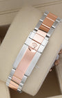 Two-tone Everose gold and steel Rolex Oyster bracelet featuring the folding Oysterlock safety clasp with an engraved crown logo