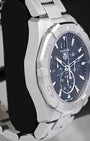 Left side case profile showcasing the polished and fine-brushed stainless steel finish of the 43mm TAG Heuer Aquaracer chronograph
