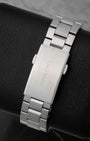 TAG Heuer stainless steel three-row watch bracelet and folding deployment clasp with safety latch