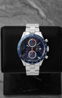 Preowned TAG Heuer Carrera Calibre 16 CV2015 41mm blue dial chronograph steel watch at Noah's Fine Watches Dallas