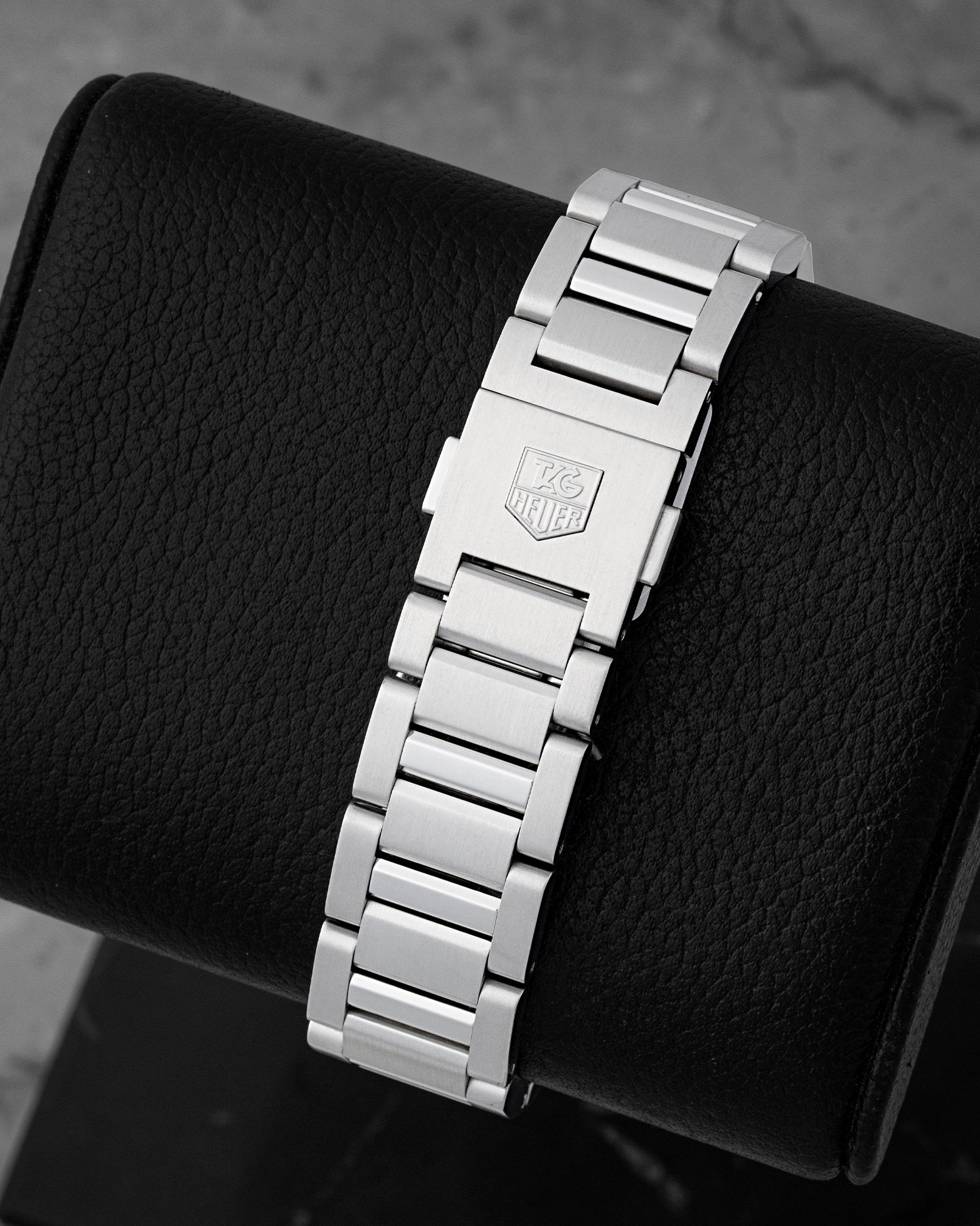 Fine-brushed and polished stainless steel H-link bracelet with folding clasp on TAG Heuer Carrera WAR211A