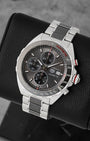 front view of TAG Heuer Formula 1 CAZ2012.BA0970 showing anthracite grey sunray dial and steel ceramic bracelet