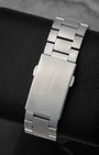 TAG Heuer stainless steel three-row racing watch bracelet and folding clasp with double safety feature