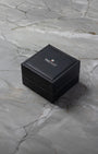 Square black TAG Heuer luxury watch presentation box on display